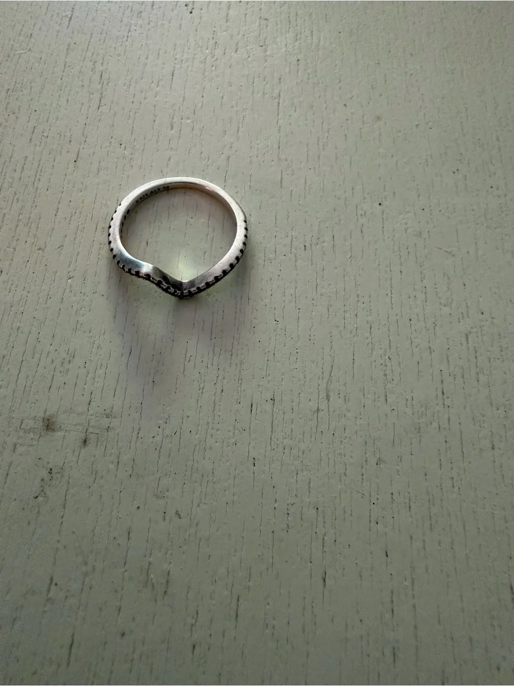 Pandora Silver Wavy Ring with Clear Stones
